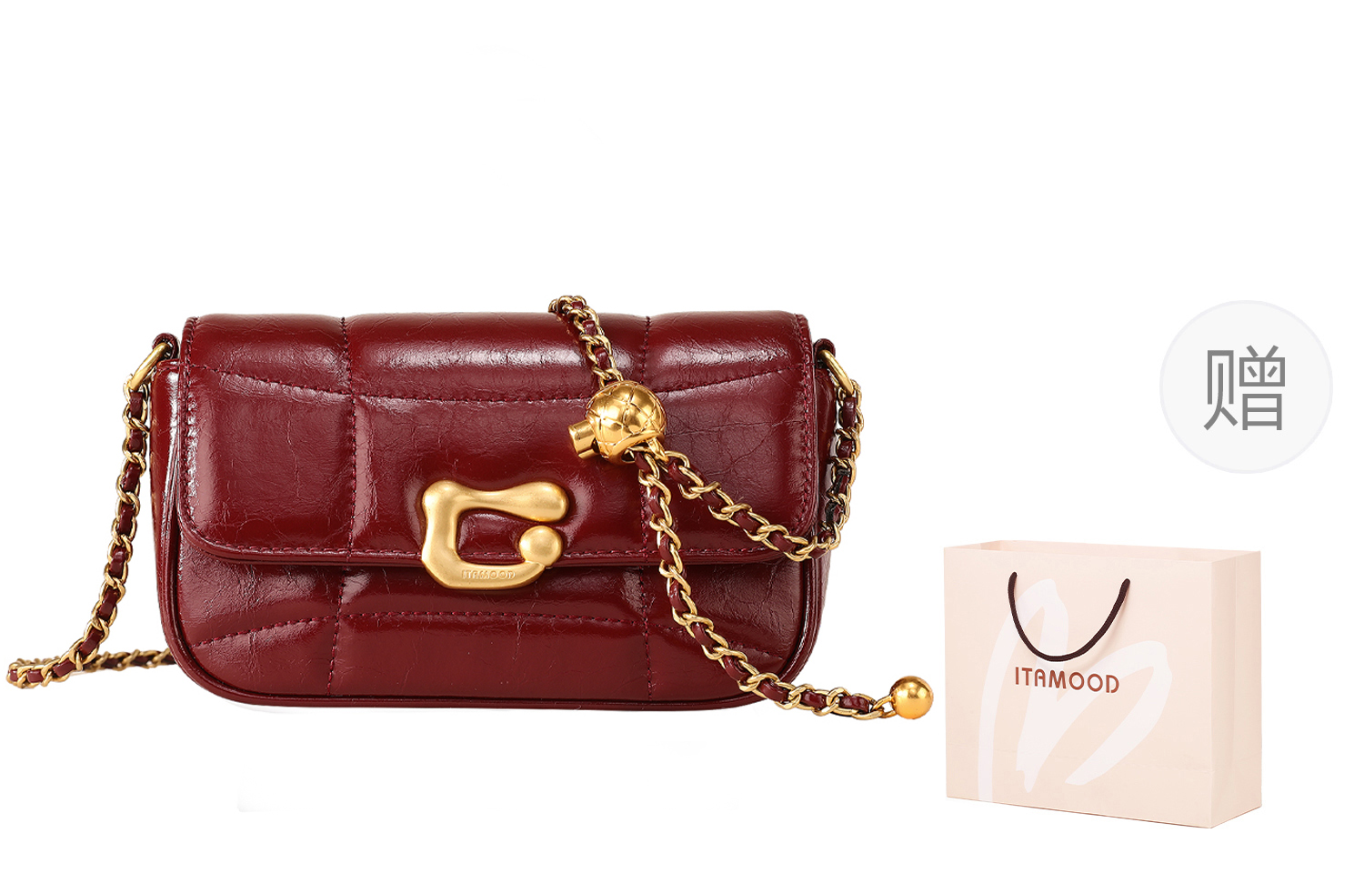 

Miao Di Кожаная женская сумка через плечо, Burgundy Red