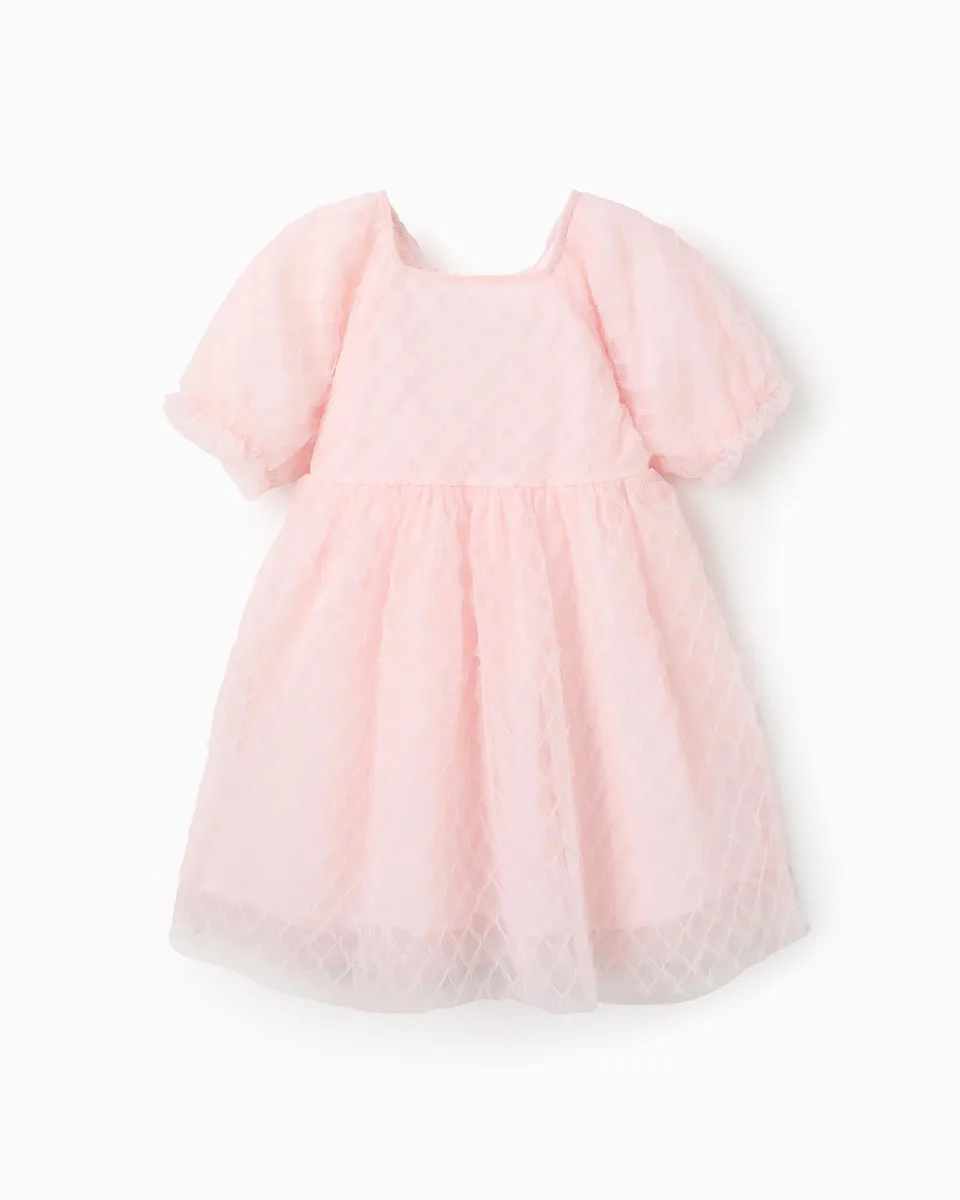 

Платье для девочки из фактурного фатина и хлопковой подкладки Zippy, цвет Rosa