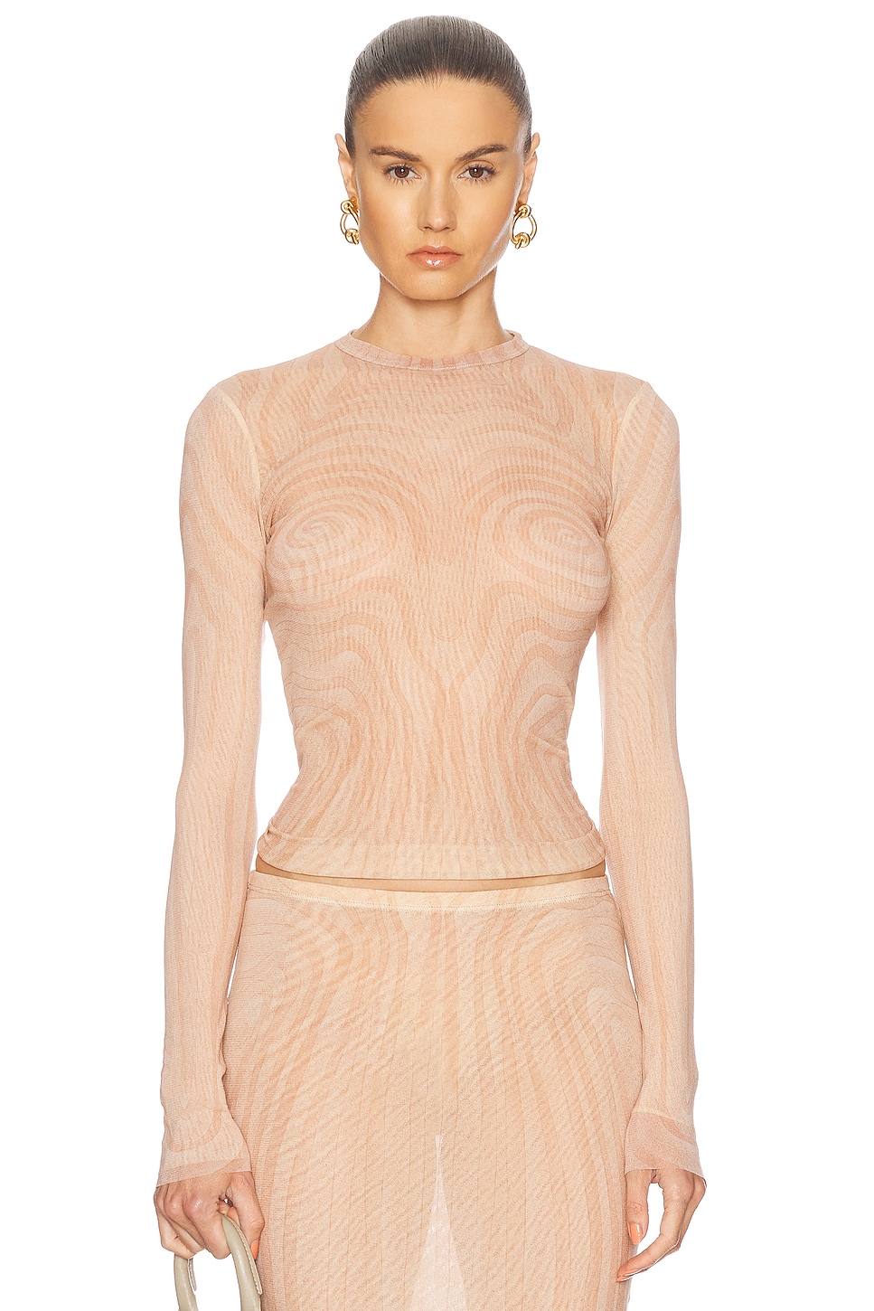 

Спиральный топ с длинными рукавами Jean Paul Gaultier, Pale Pink & Dusty Pink