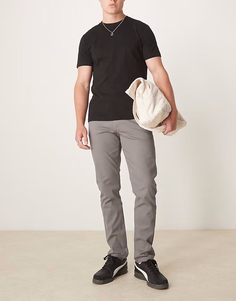 

Узкие брюки чинос ASOS DESIGN серого цвета