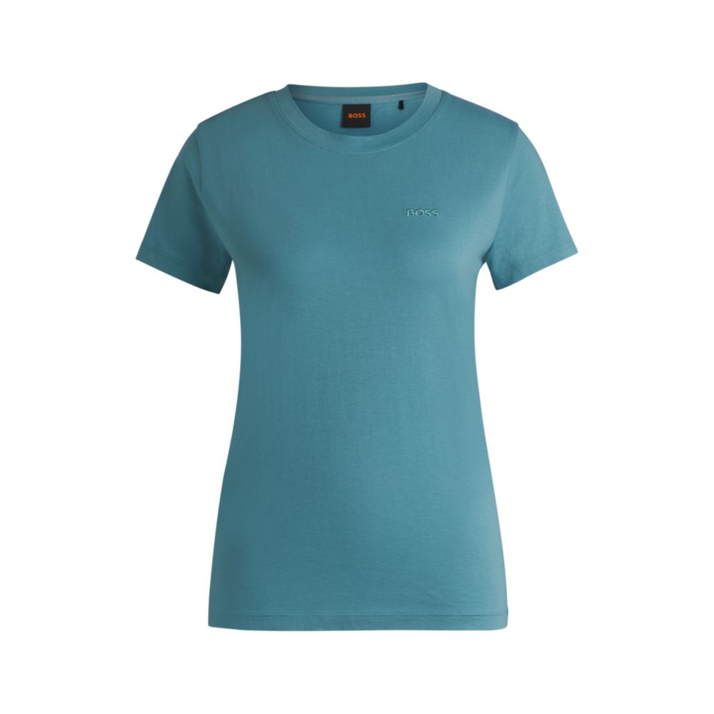 

Футболка из хлопкового джерси с логотипом в виде надписи BOSS, синий