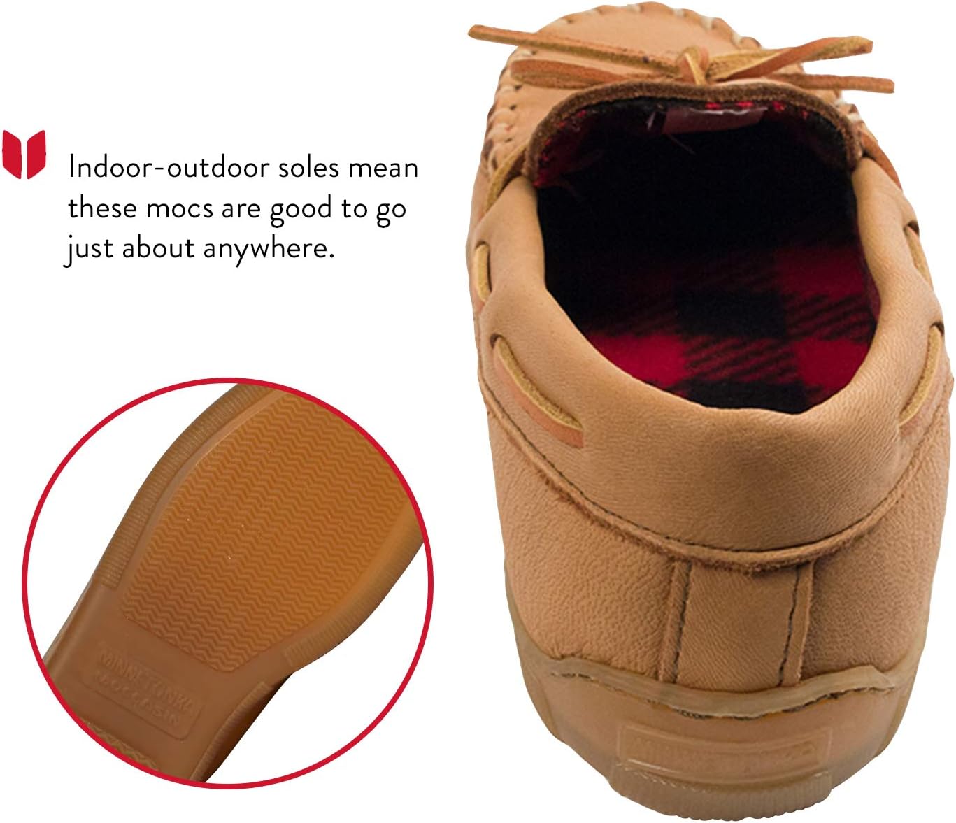 Мокасины Minnetonka для мужчин, из настоящего лося с флисом, Natural Moose — фото 4
