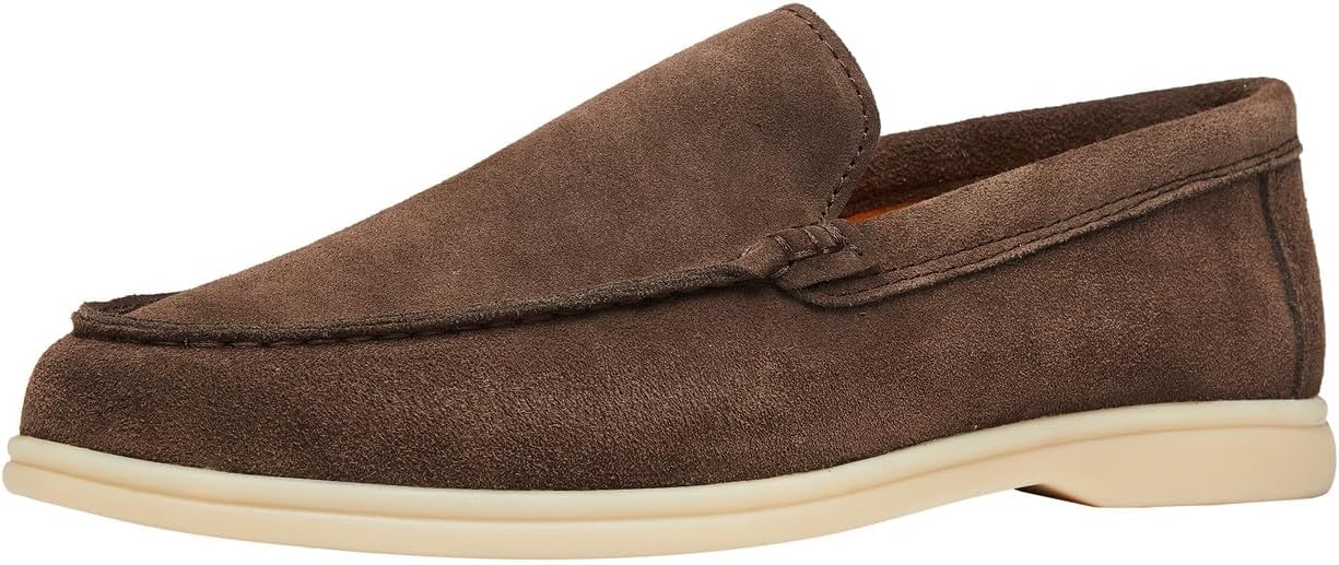 

Мужские замшевые лоферы Santimon на шнуровке, повседневная обувь- мягкие гибкие мокасины с нескользящей подошвой, легкие и удобные повседневные прогулочные туфли, Coffee