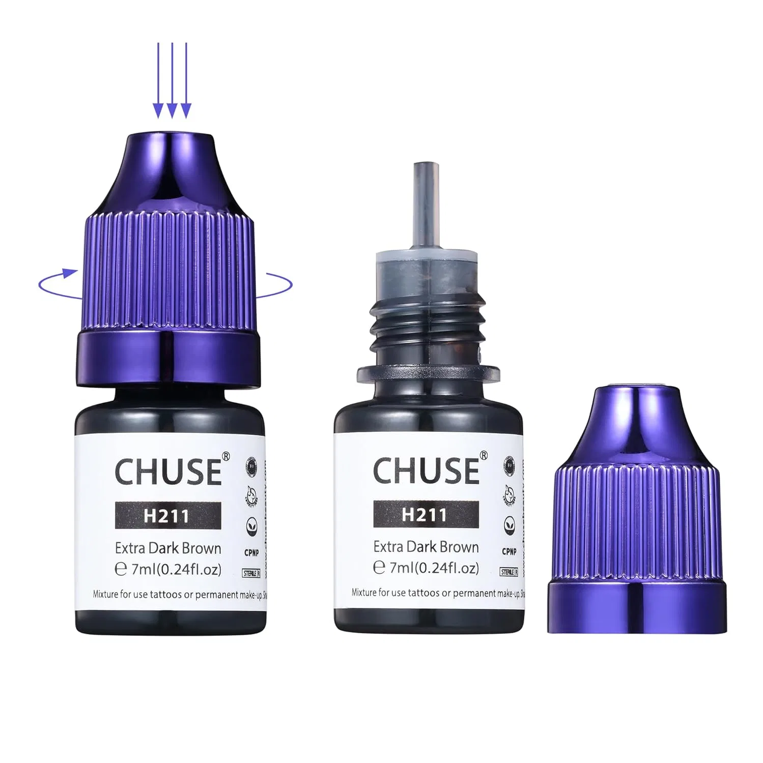 Гибридный пигмент для перманентного макияжа бровей CHUSE «H211 Extra Dark Brown» Chuse, H211 Extra Dark Brown — фото 2