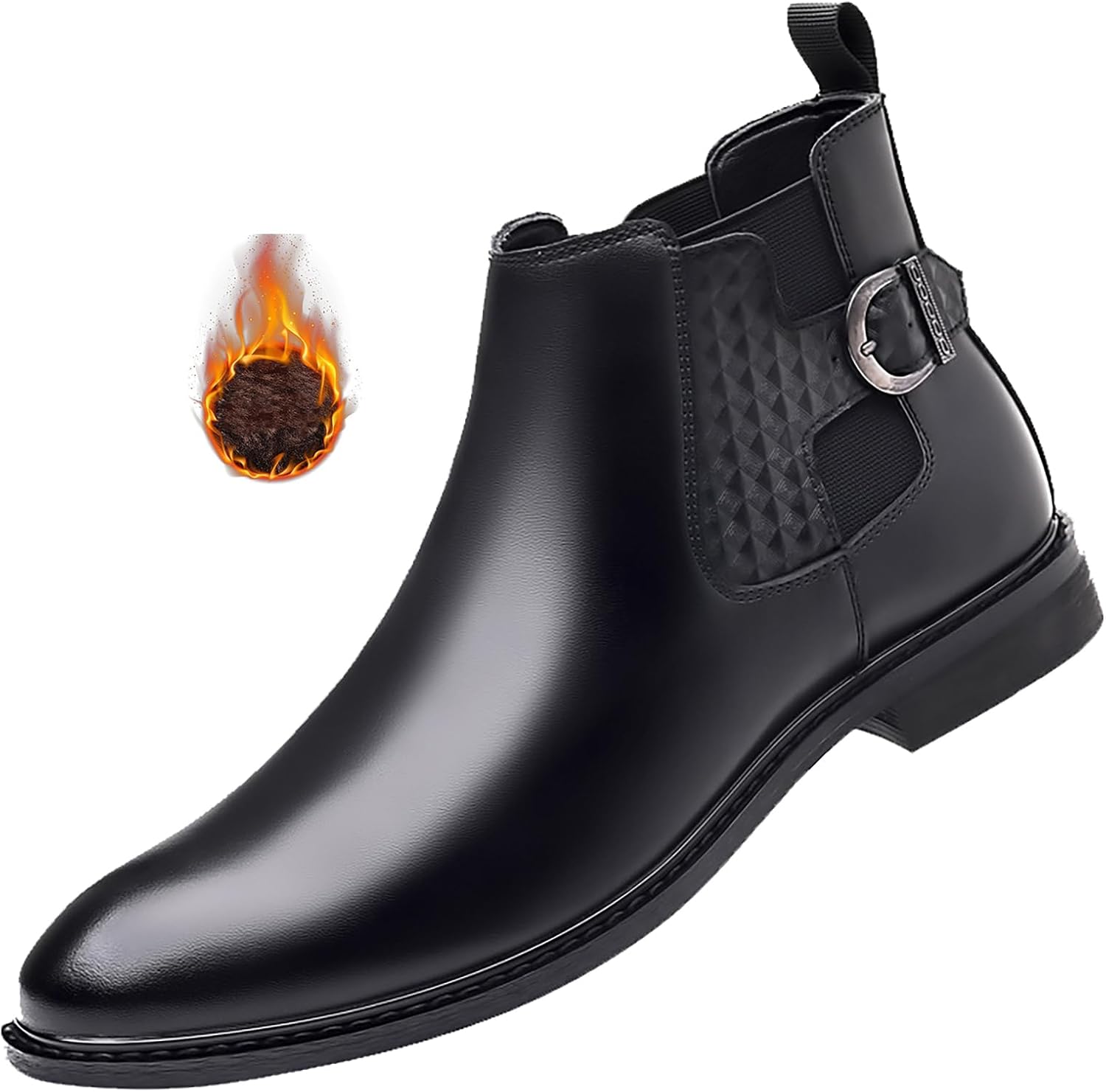 

Мужские кожаные челси с заостренным носком, низким массивным каблуком, классической пряжкой, осенне-зимние, удобные, стильные чукка-ботинки, повседневные, легкие, противоскользящие оксфорды Siyake, черный