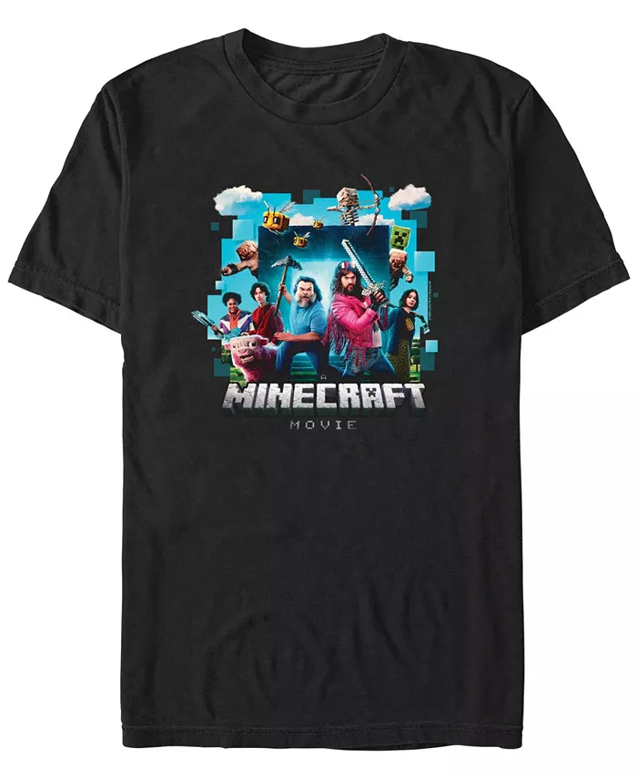 

Мужская футболка с коротким рукавом Minecraft Movie Adventure Gang Fifth Sun, черный