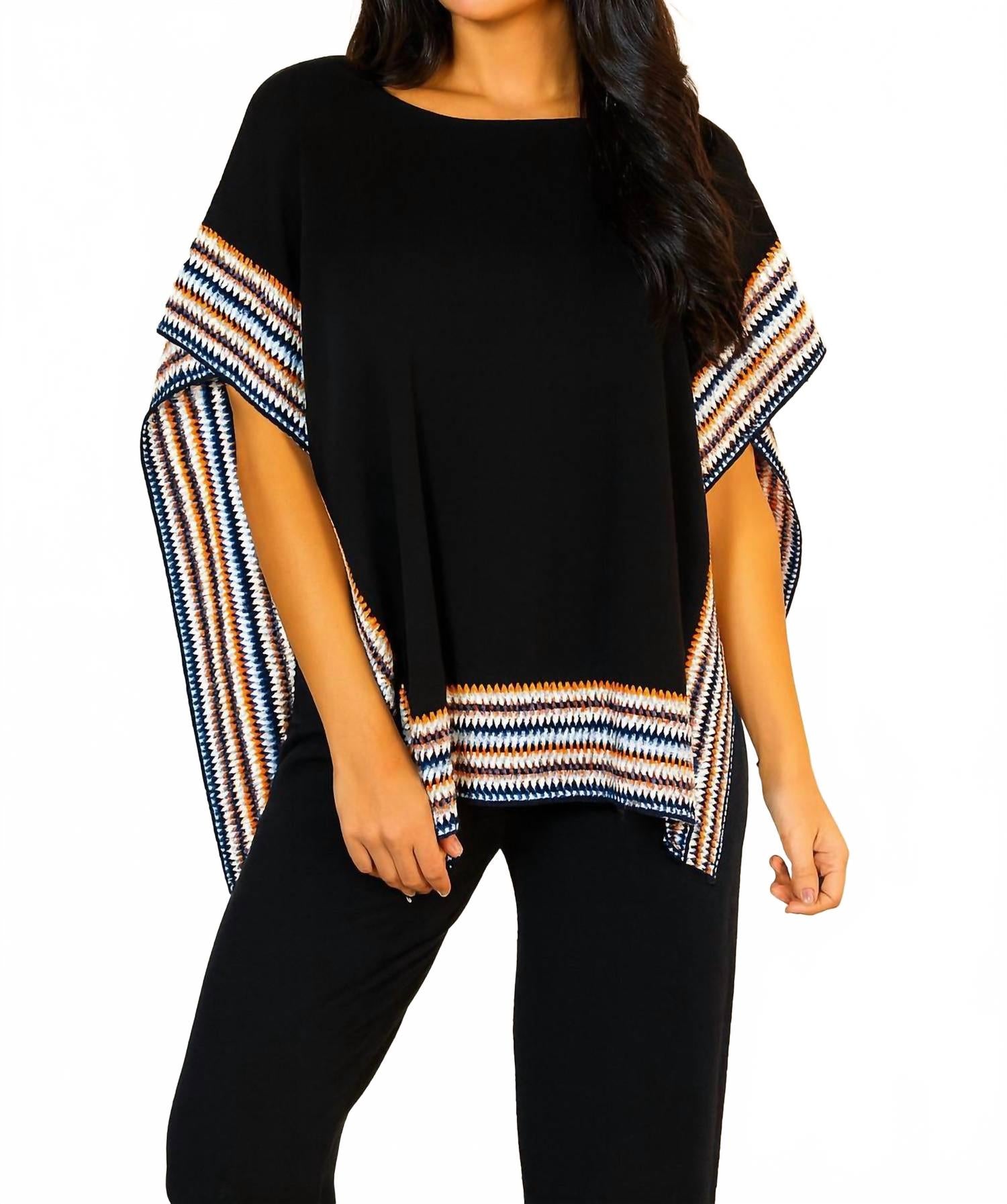 

Angel Apparel Вышитый топ-пончо черного цвета