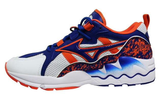 Кроссовки в спортивном стиле Wave Rider 1 бело-синие Mizuno, белый — фото 3