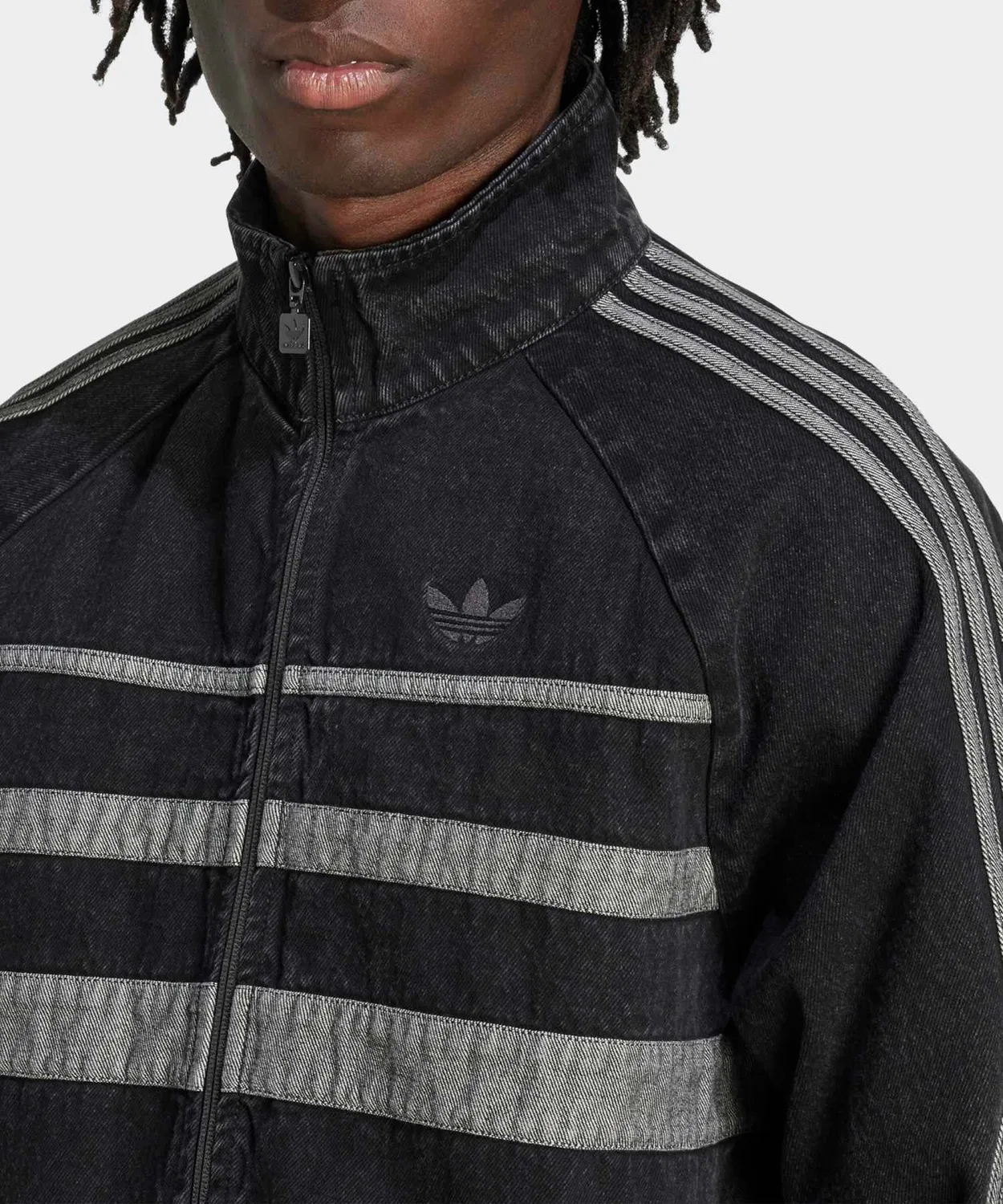 Трак-топ adidas Originals из чёрного денима, регулярный крой — фото 3