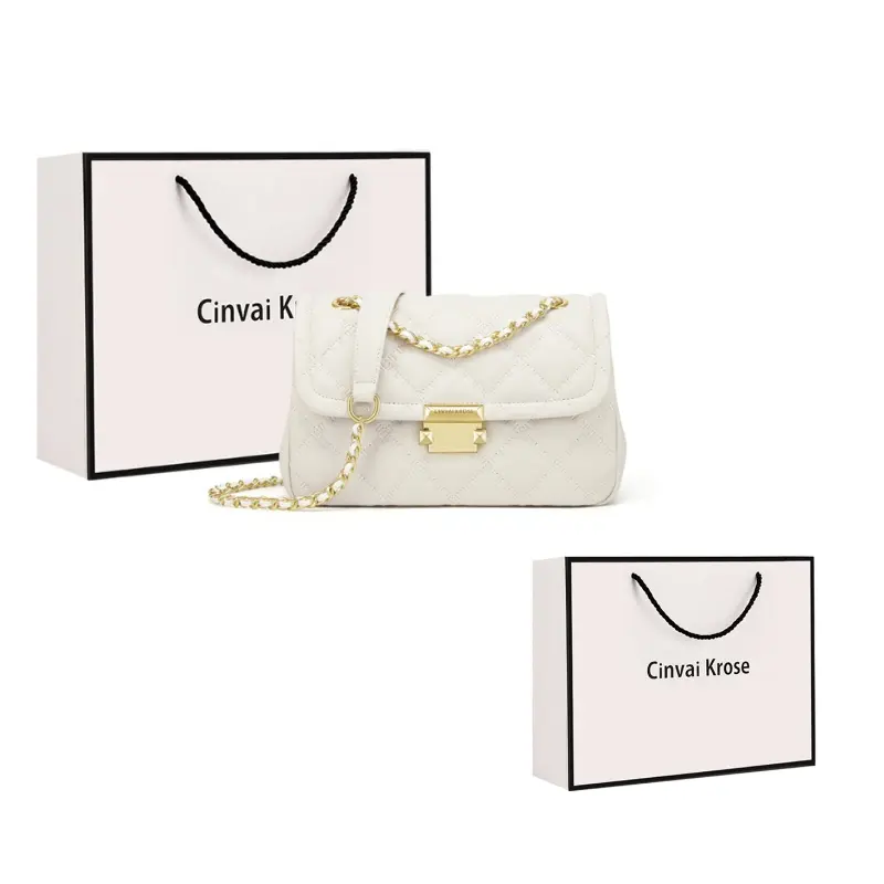 

CinvaiKrose Сумка кроссбод женская малая из кожи, Ecru