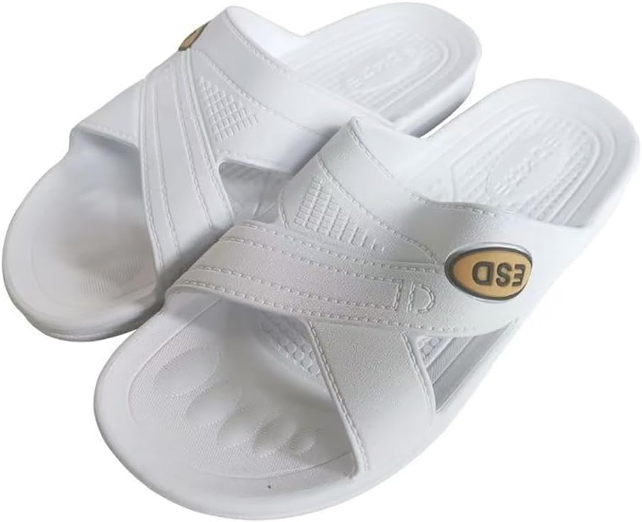 

Унисекс SPU одноразовые антистатические тапочки с формовкой X, устойчивые к складкам и скольжению, пылезащитные защитные обуви ESD Lmprock, белый