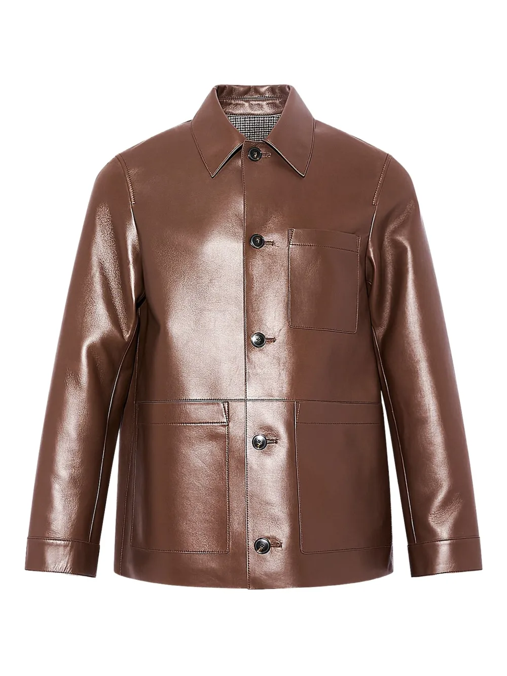 

Кожаная рубашка с флисовой подкладкой YVES SALOMON, коричневый