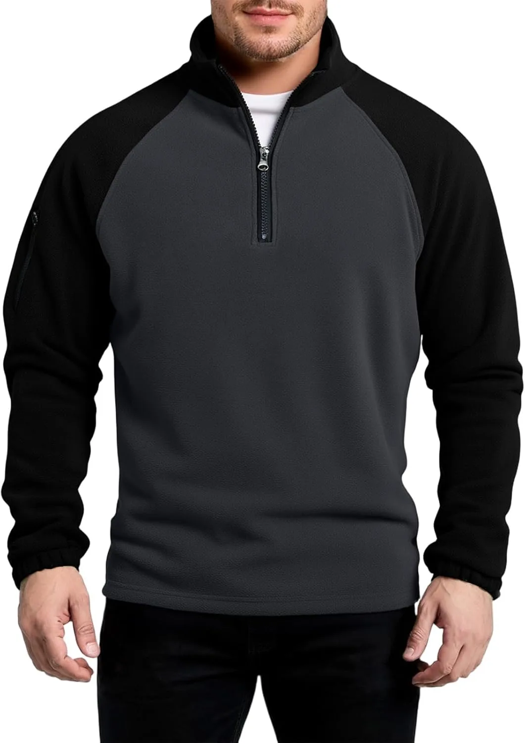 

Мужская флисовая рубашка RTRDE с длинным рукавом и четверть-молнией, M-3XL