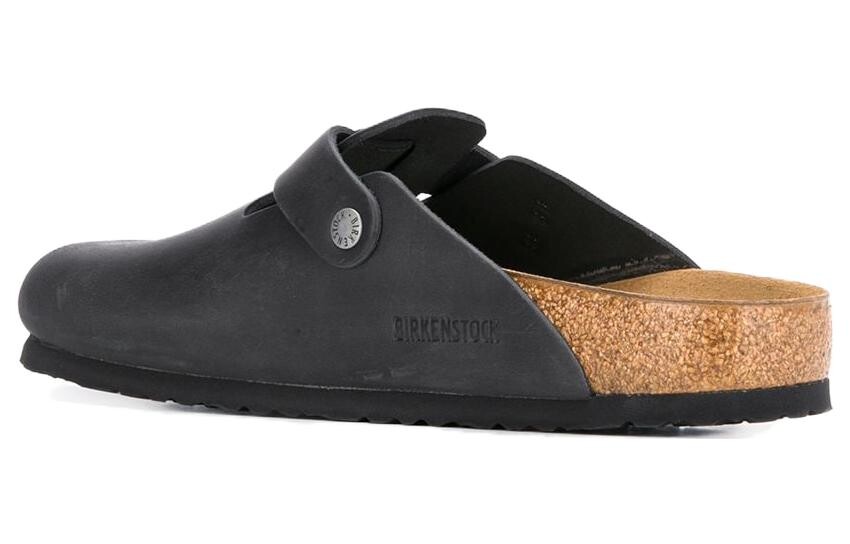 Мюли Birkenstock Boston Natural Leather Oiled узкие, черный — фото 3