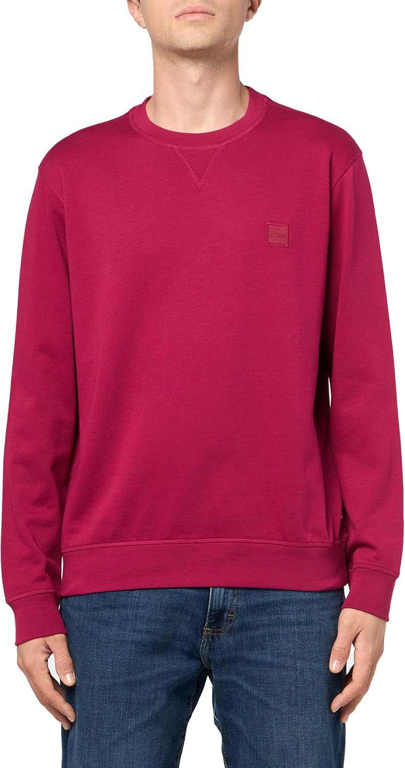 

BOSS мужской свитшот из френч-терри с нашивкой-логотипом, Crimson Red