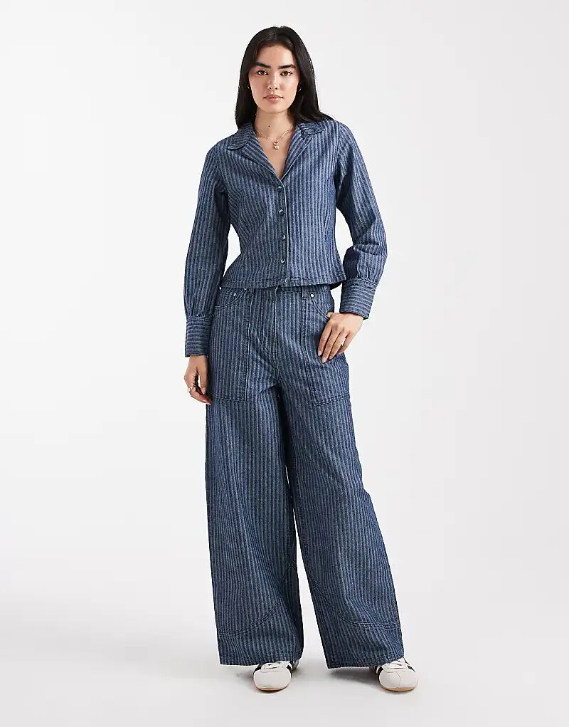 

Джинсы Native Youth с широкими штанинами и жаккардовыми полосками синего цвета