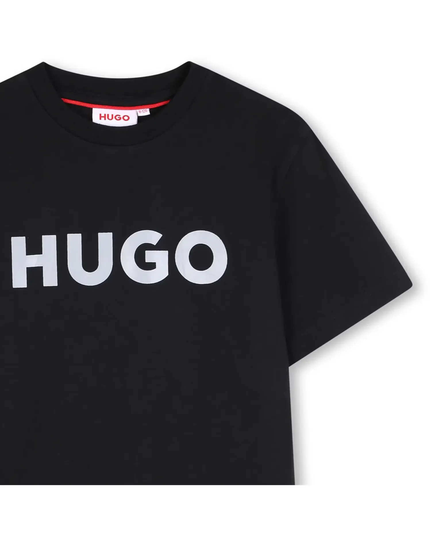 Футболка для мальчика с короткими рукавами с рисунком спереди из хлопка Hugo, черный — фото 2