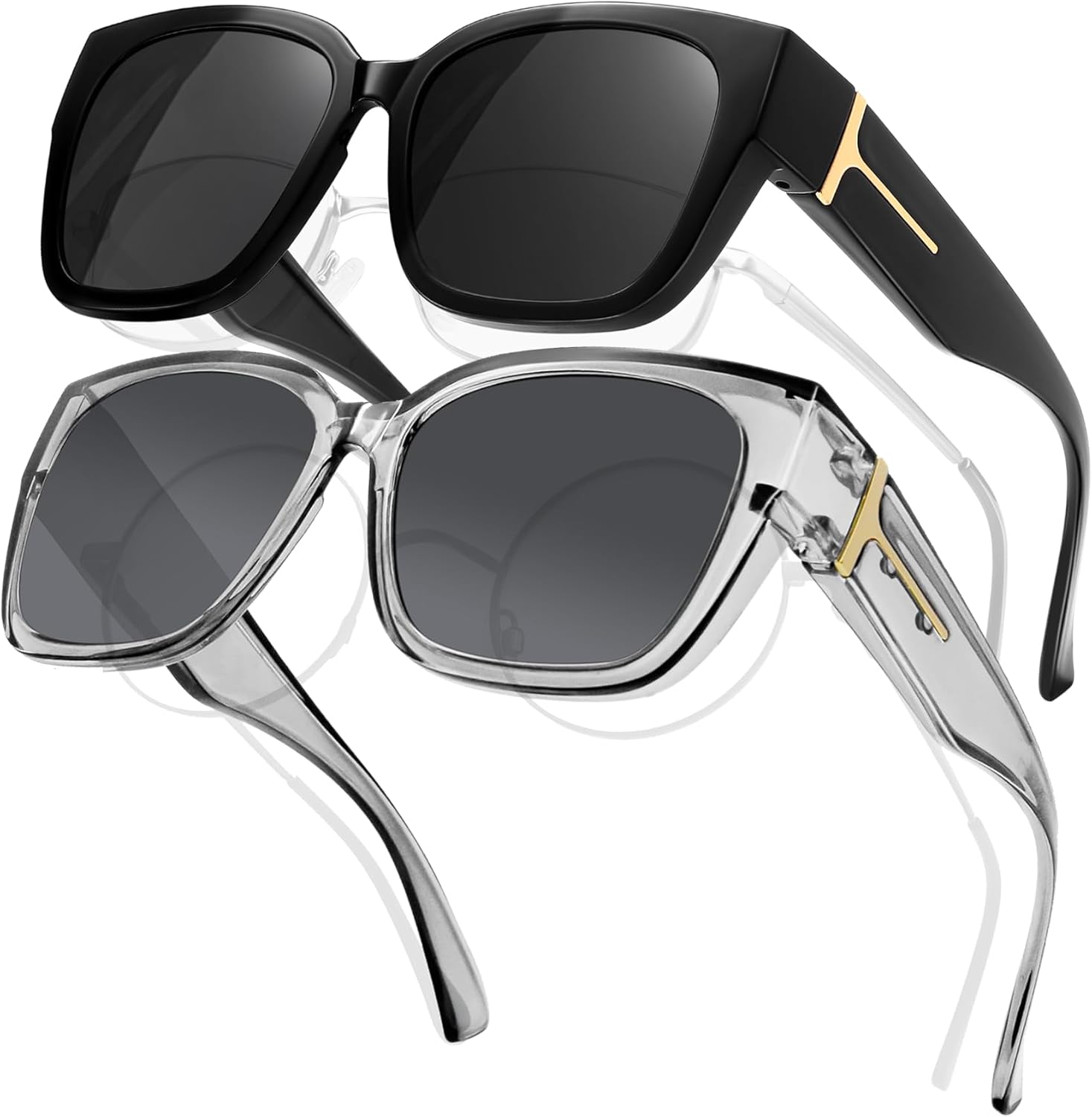 

Женские поляризованные солнцезащитные очки, квадратной формы, с облегающим креплением, с защитой от УФ-излучения, в комплекте 2 штуки MAIVARDAY, 【i】gray Leopard/ Gray + Claer Grey/Gray