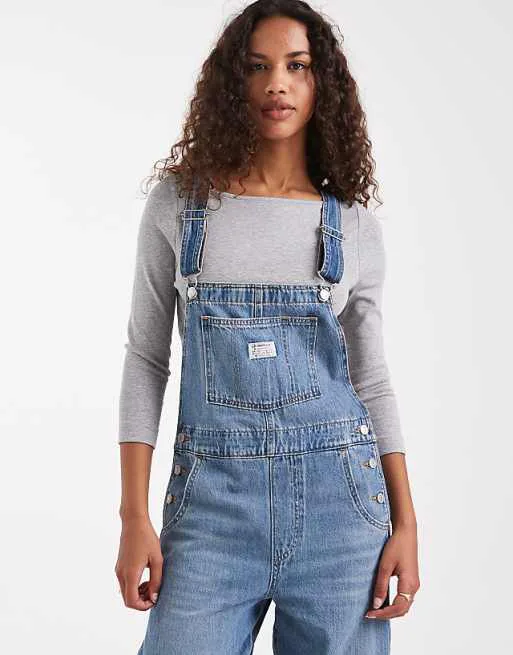 Голубой джинсовый комбинезон Levi's в винтажном стиле — фото 2