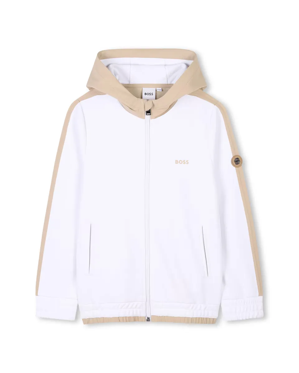 

Белая мальчишеская куртка с длинными рукавами BOSS Kidswear, белый