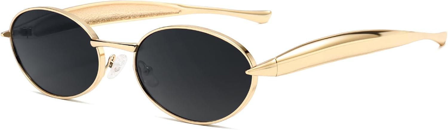 

Солнцезащитные очки SUNGAIT Vintage Luxury Oval для женщин, винтажные, овальной формы, с градиентными линзами и защитой от УФ-излучения, в стиле ретро, ​​с массивной оправой, Gold Frame/Grey Lens
