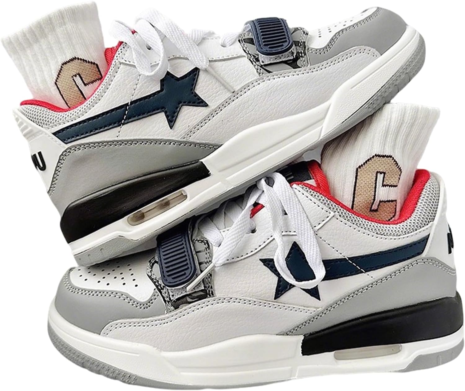 

Женские и мужские высокие кроссовки на платформе Star Chunky с воздушной подушкой, удобной толстой подошвой для повседневной уличной носки Zqw, белый/серый