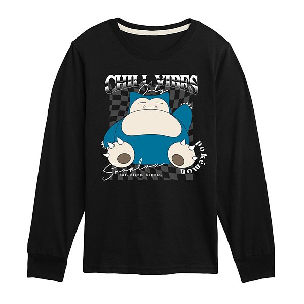 

Футболка с длинным рукавом Boys 8-20 Pokémon Snorlax Chill Vibes Only Licensed Character, Black