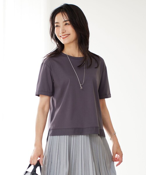 

Топ хлопковый с гладкими манжетами J.PRESS, серый