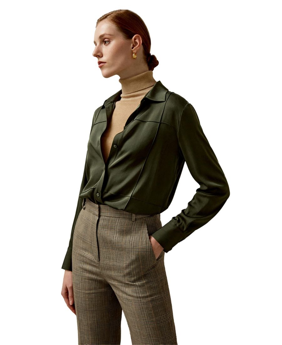 

Шелковая блузка Sprezzatura для женщин LILYSILK, Dark olive
