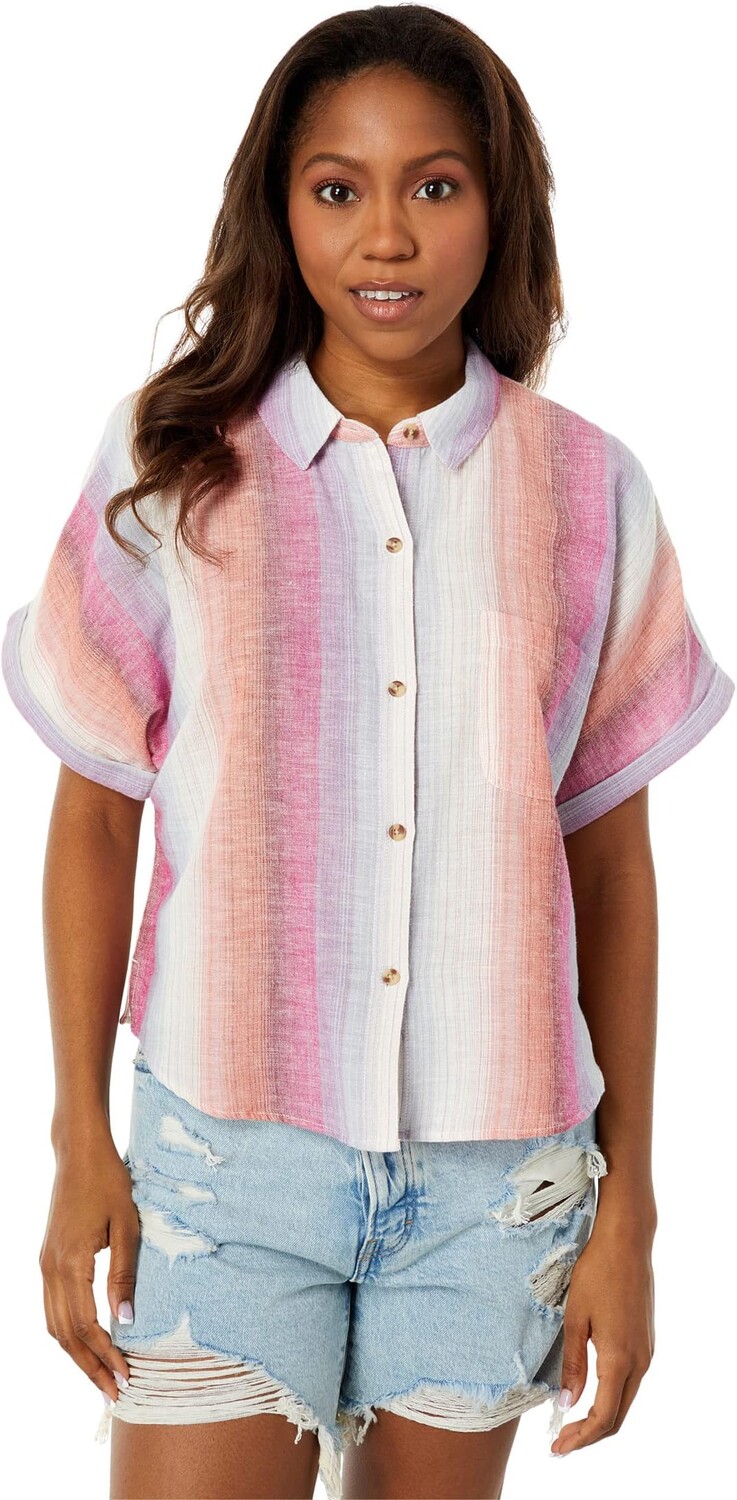 

Рубашка Lucky Brand Relaxed Susie Slub Workwear Shirt, цвет Pink Multi