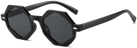 

Солнцезащитные очки Retro Polygon Jelly Tea 2027 для женщин, модные градиентные очки с защитой от УФ-излучения UV400, солнцезащитные очки для мужчин с заклепками MTZJH, Black Gray