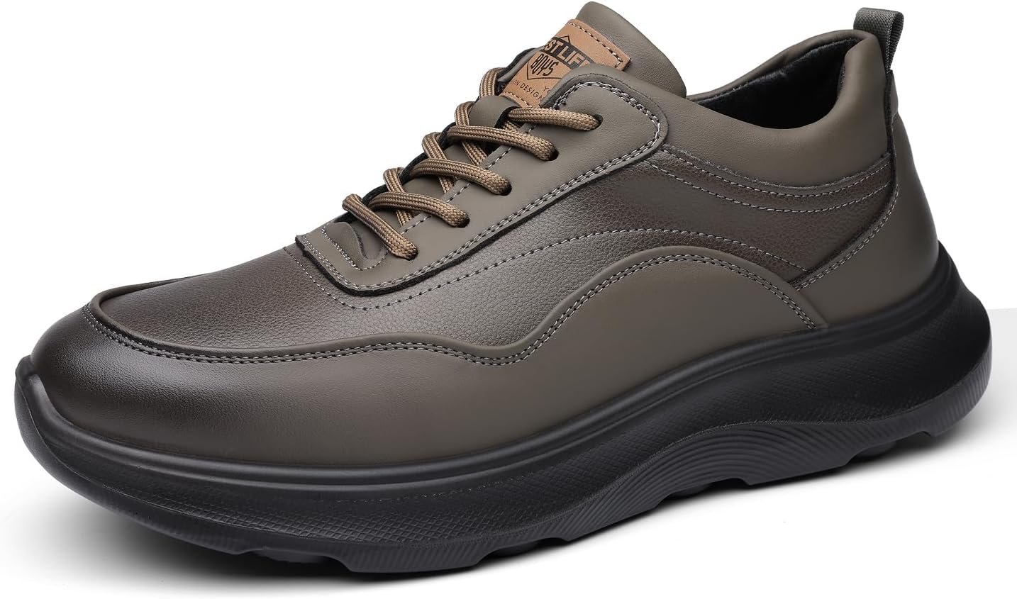 

Осенние спортивные кроссовки для мужчин, однотонные, модные, повседневные, кожаные, с мягкой подошвой, на шнуровке, на платформе Sfwarmart, серый