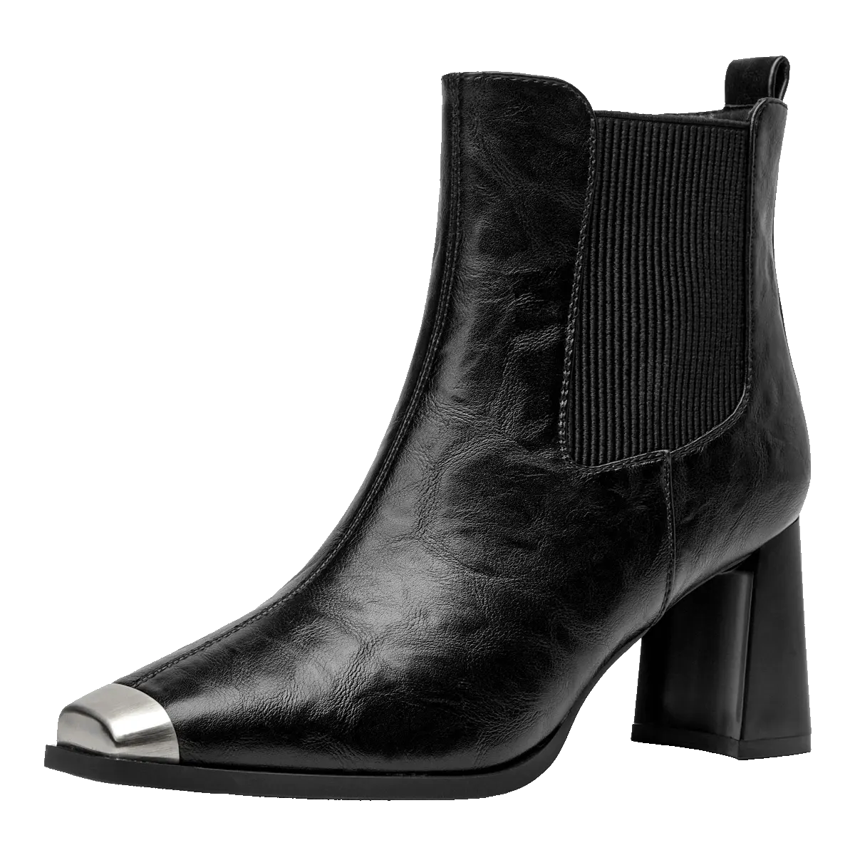 GUDIANFENGDU Женские черные полусапожки на каблуке 7 см без подкладки, цвет Black (Unlined)