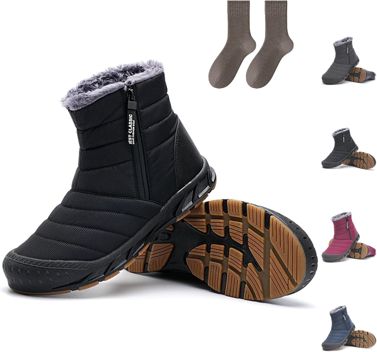 

Мужские зимние ботинки MIOKUKO, водонепроницаемые зимние ботинки, мужские зимние ботинки на молнии, облегченная уличная обувь, высокие теплые ботинки с подкладкой из меха, черный