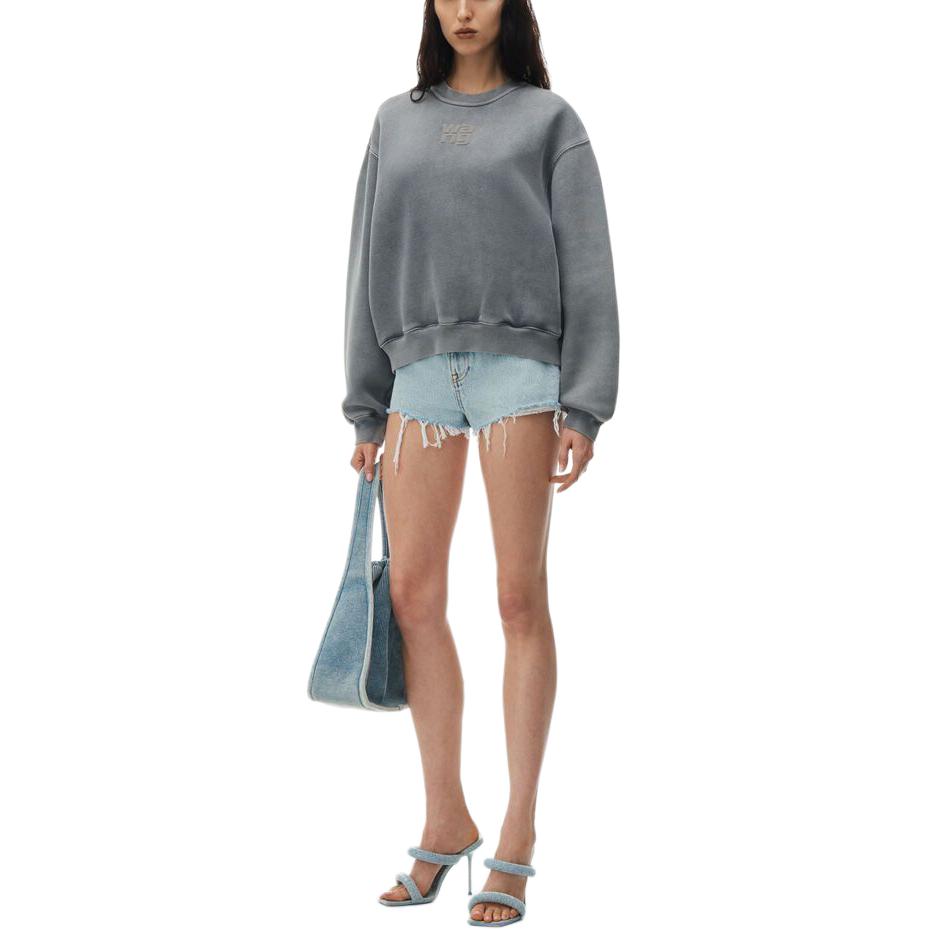 Свитшот SS24 Женский Кислотная Мойка Серый Alexander Wang — фото 3