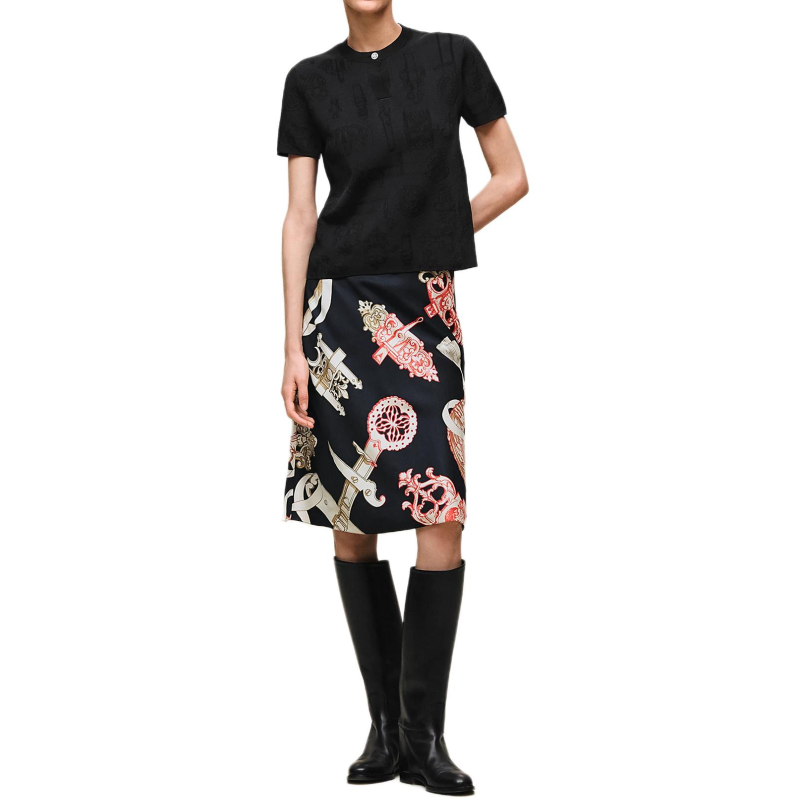 HERMES Футболка Women's Black Crew Neck — фото 2