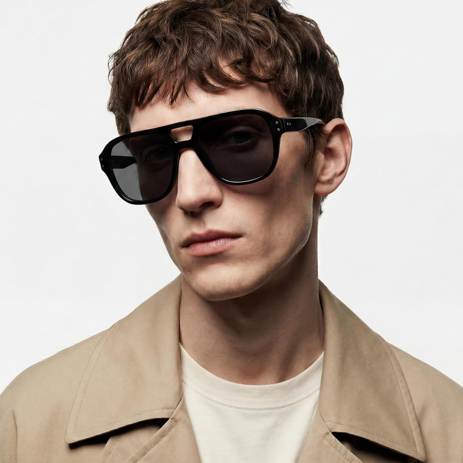 

Ретро-солнцезащитные очки-авиаторы для мужчин и женщин, модные прямоугольные поляризованные солнцезащитные очки для женщин и мужчин gesruny, Tortoiseshell Frame Grey Lenses