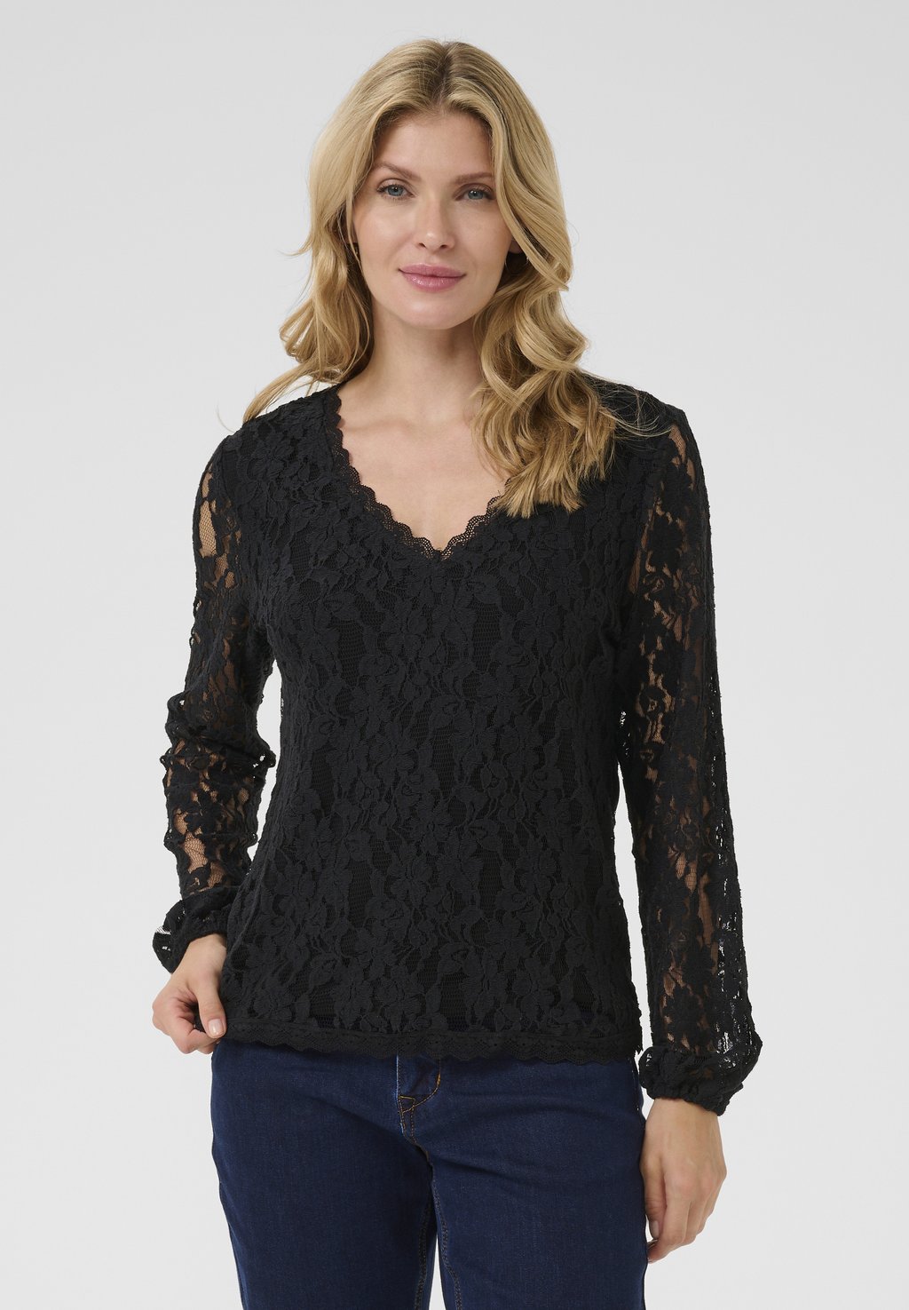 

Блуза CRKit V-Neck Lace Cream, черный