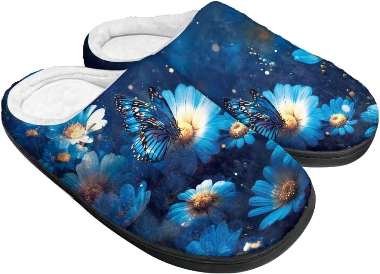 

Женские уютные пушистые тапочки унисекс с легким надеванием, повседневные домашние тапочки для спальни с противоскользящей подошвой для мужчин Tomeusey, Butterfly and Flowers