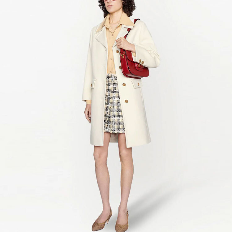 Пальто женское Gucci Классическое, Элегантный крой, Белый — фото 2