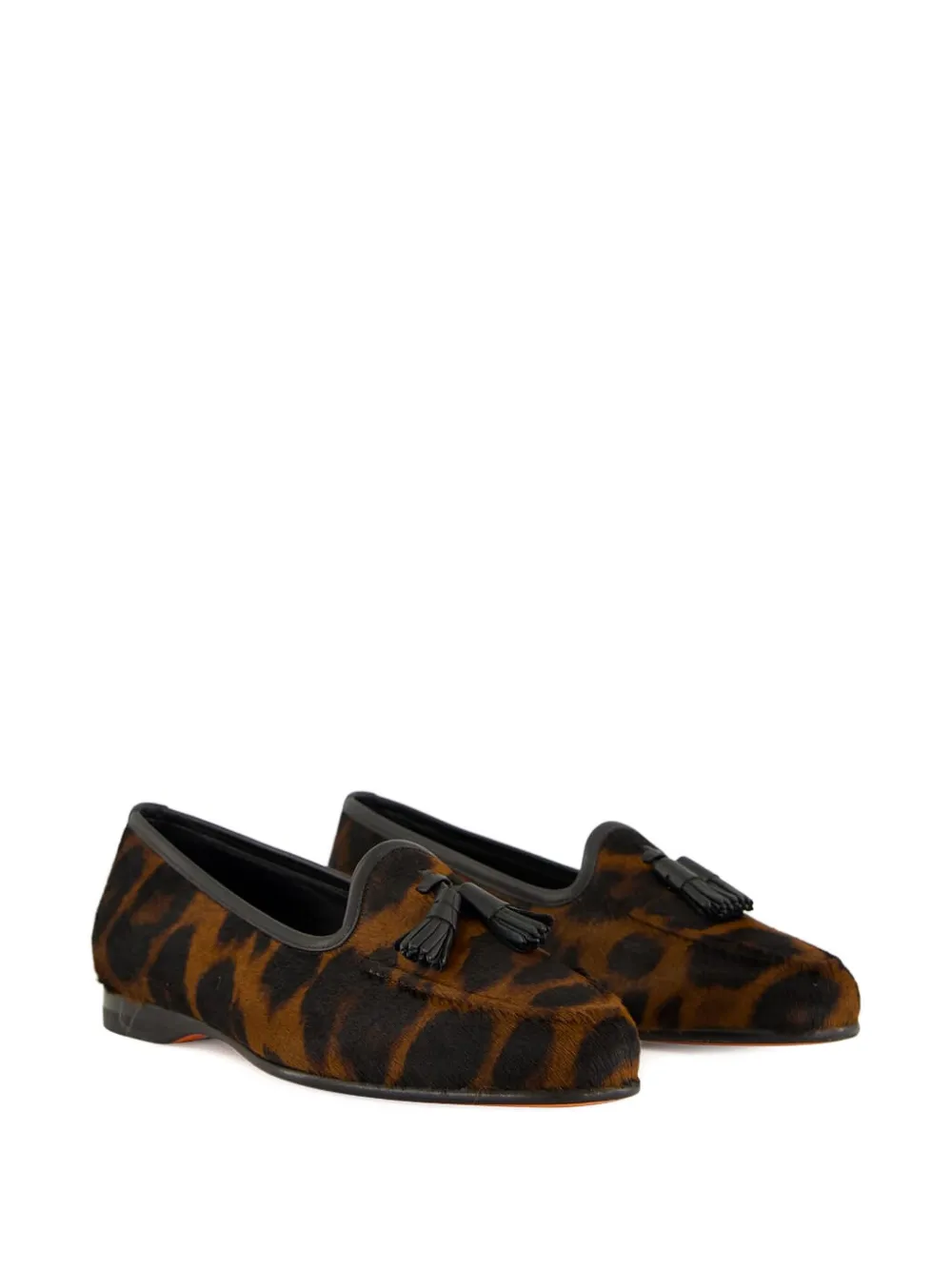 Лоферы с леопардовым принтом и кисточками Santoni, коричневый — фото 2