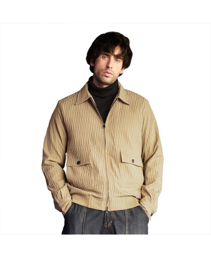 

Мужская куртка песочного цвета, коричневого цвета, на молнии, с тактильными складками Campus Sutra, Brown