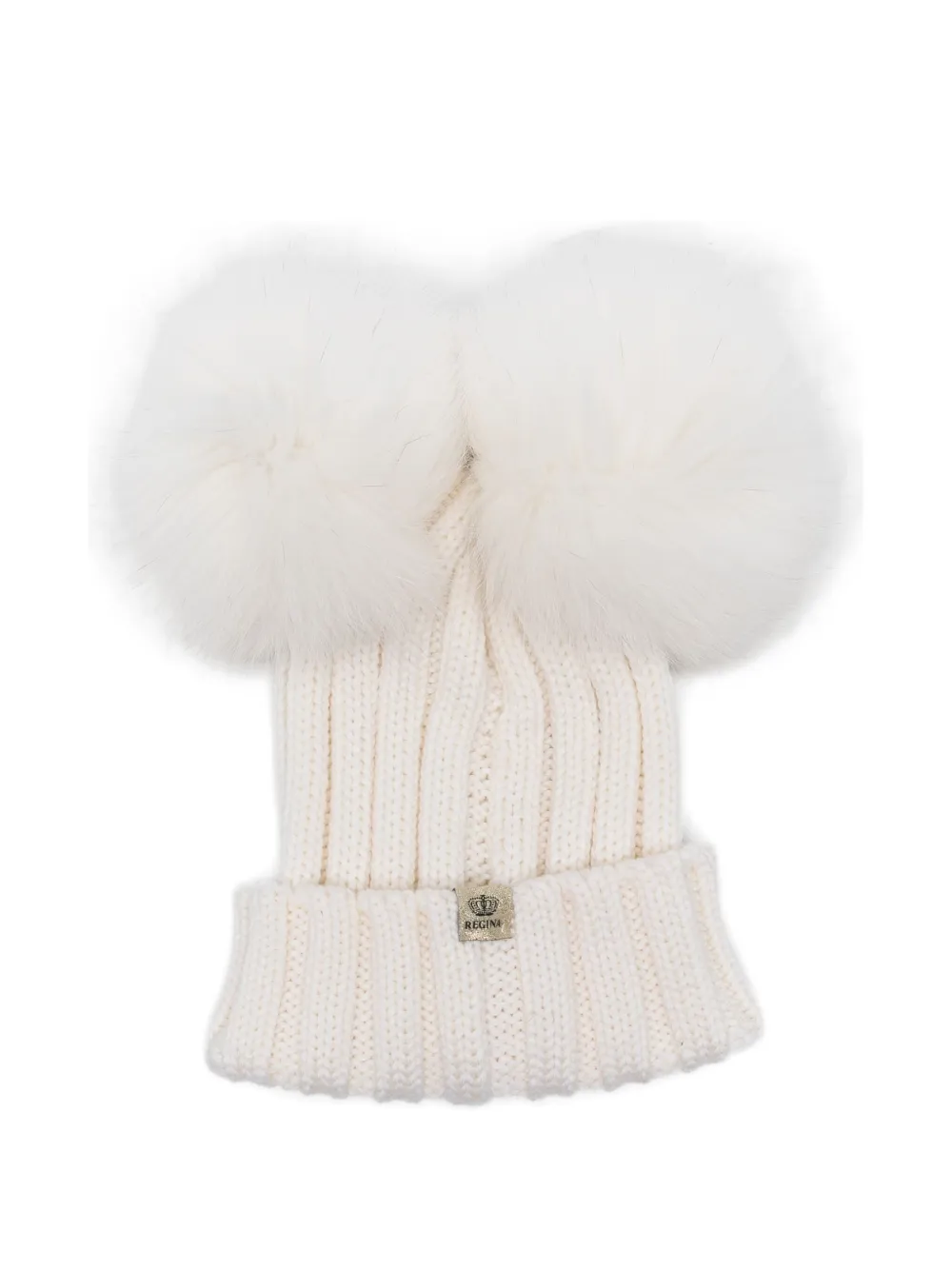 

Шапка в рубчик с помпоном Cuffie Regina, белый