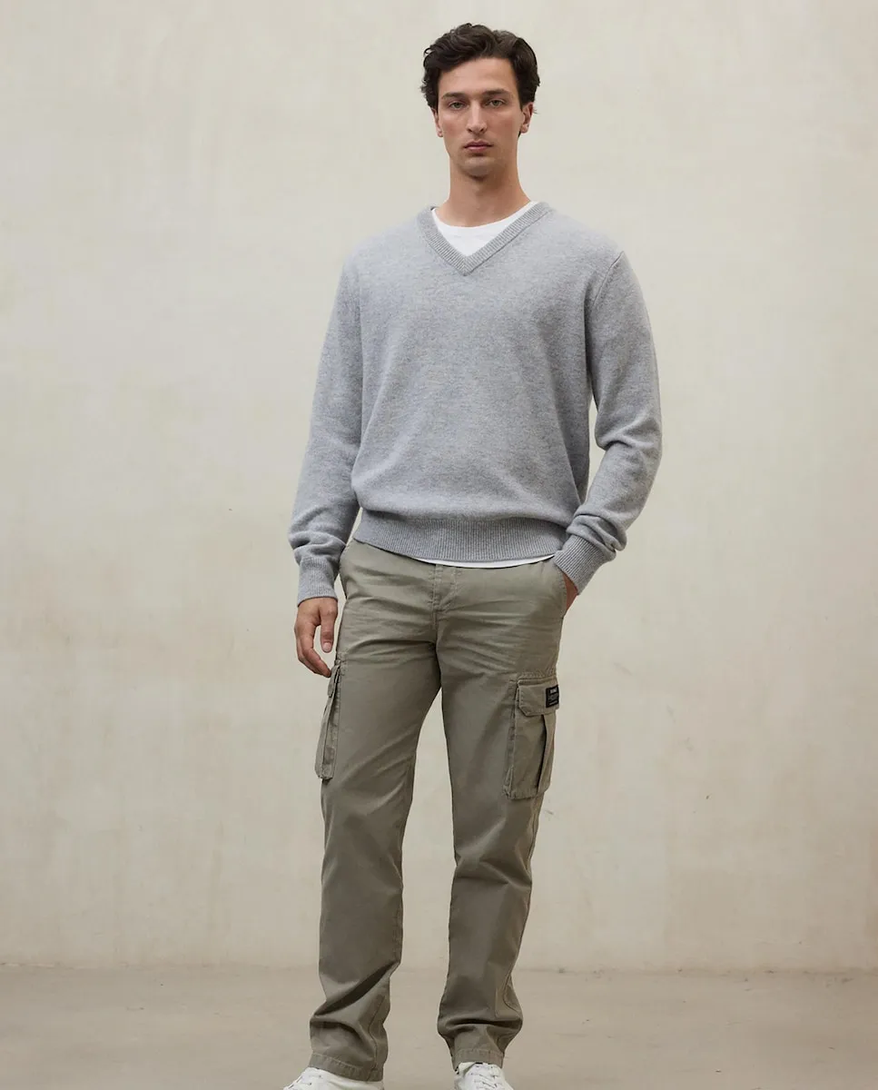 

Мужские прямые брюки с боковыми карманами и застежкой на пуговицу и молнию Ecoalf, бежевый