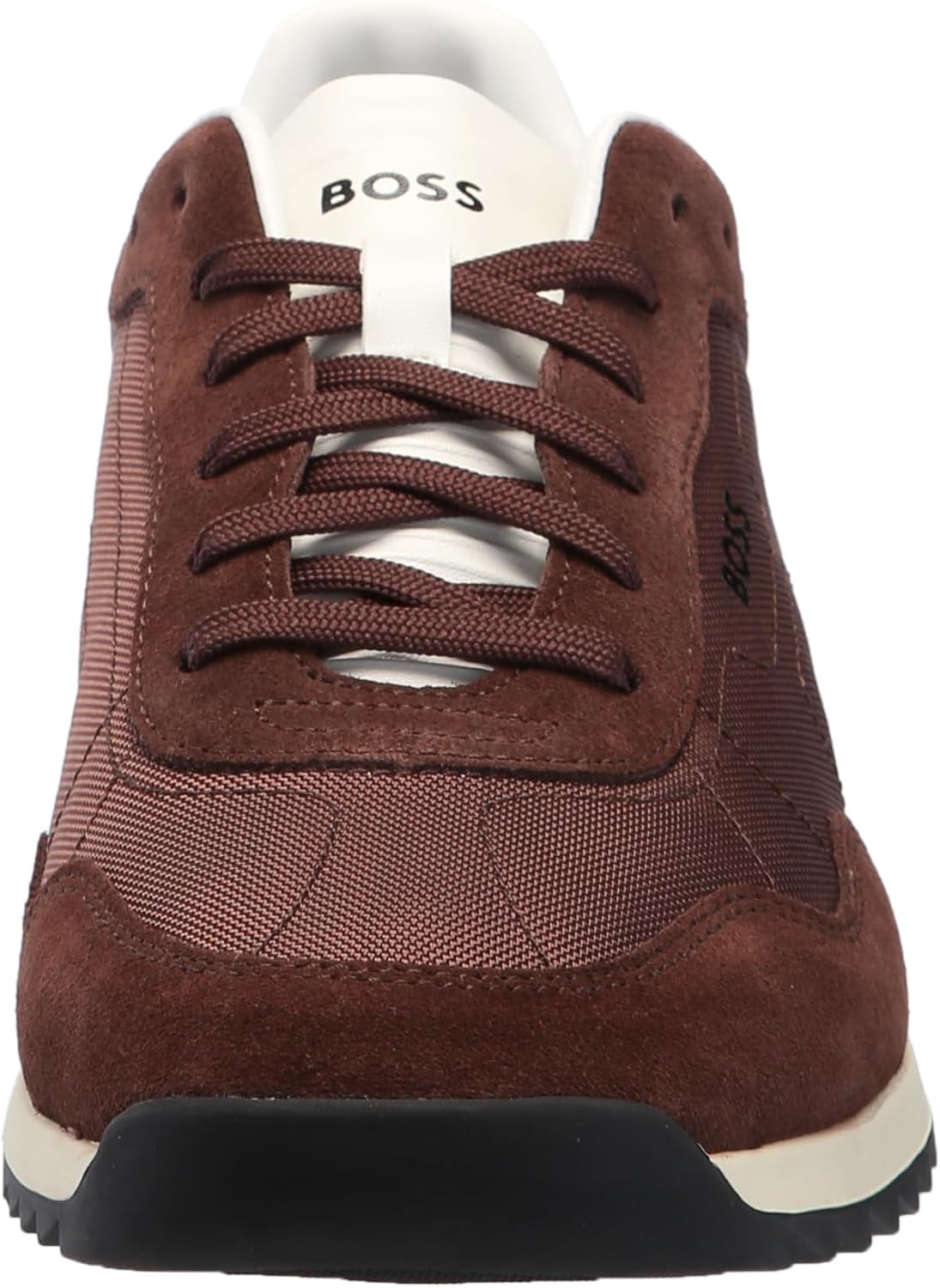 BOSS мужские кроссовки Zayn Low Profile из двухцветной замши и кожи, Plum Red — фото 2