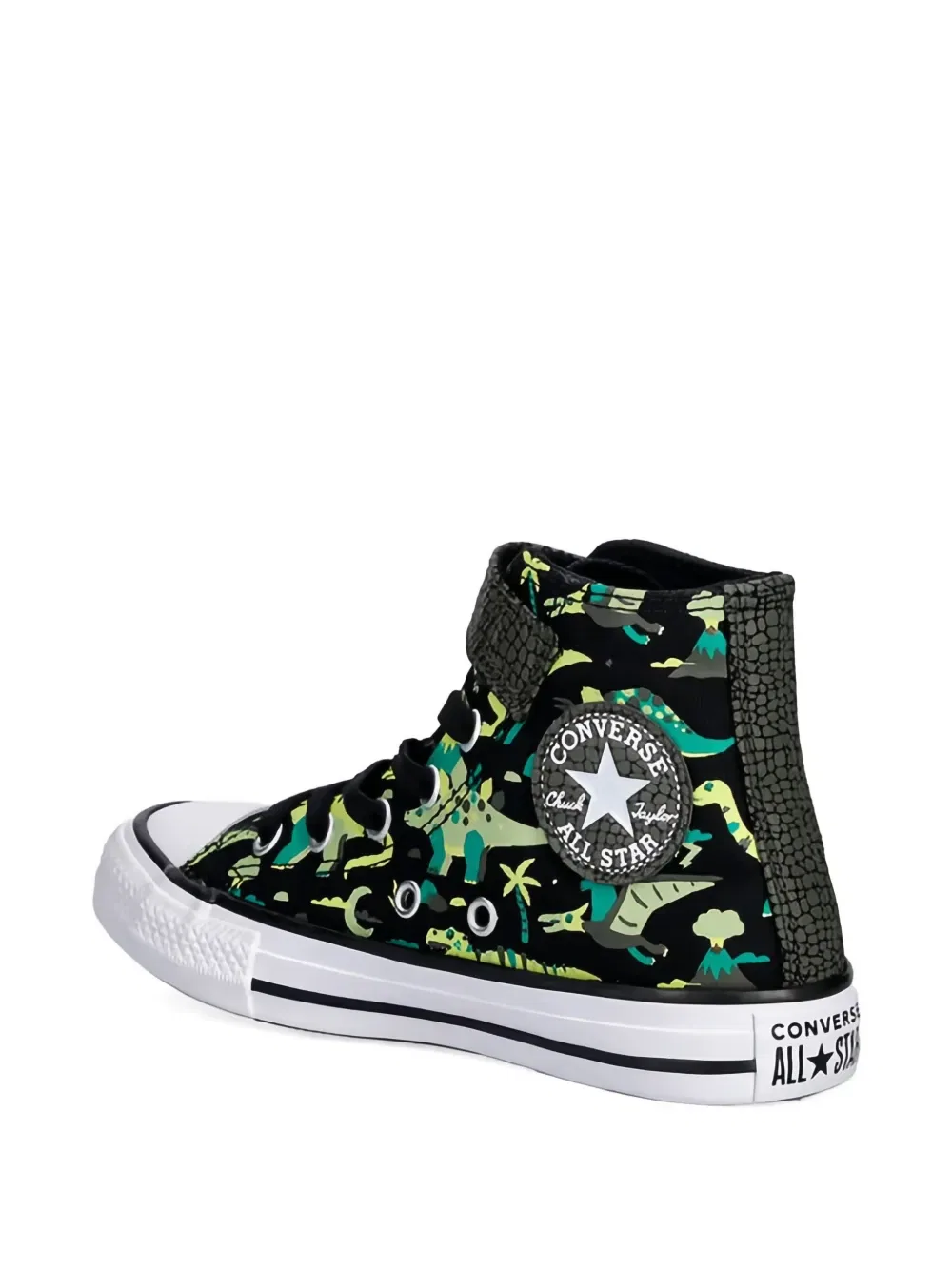 Высокие кроссовки с принтом динозавров Converse Kids, черный — фото 3