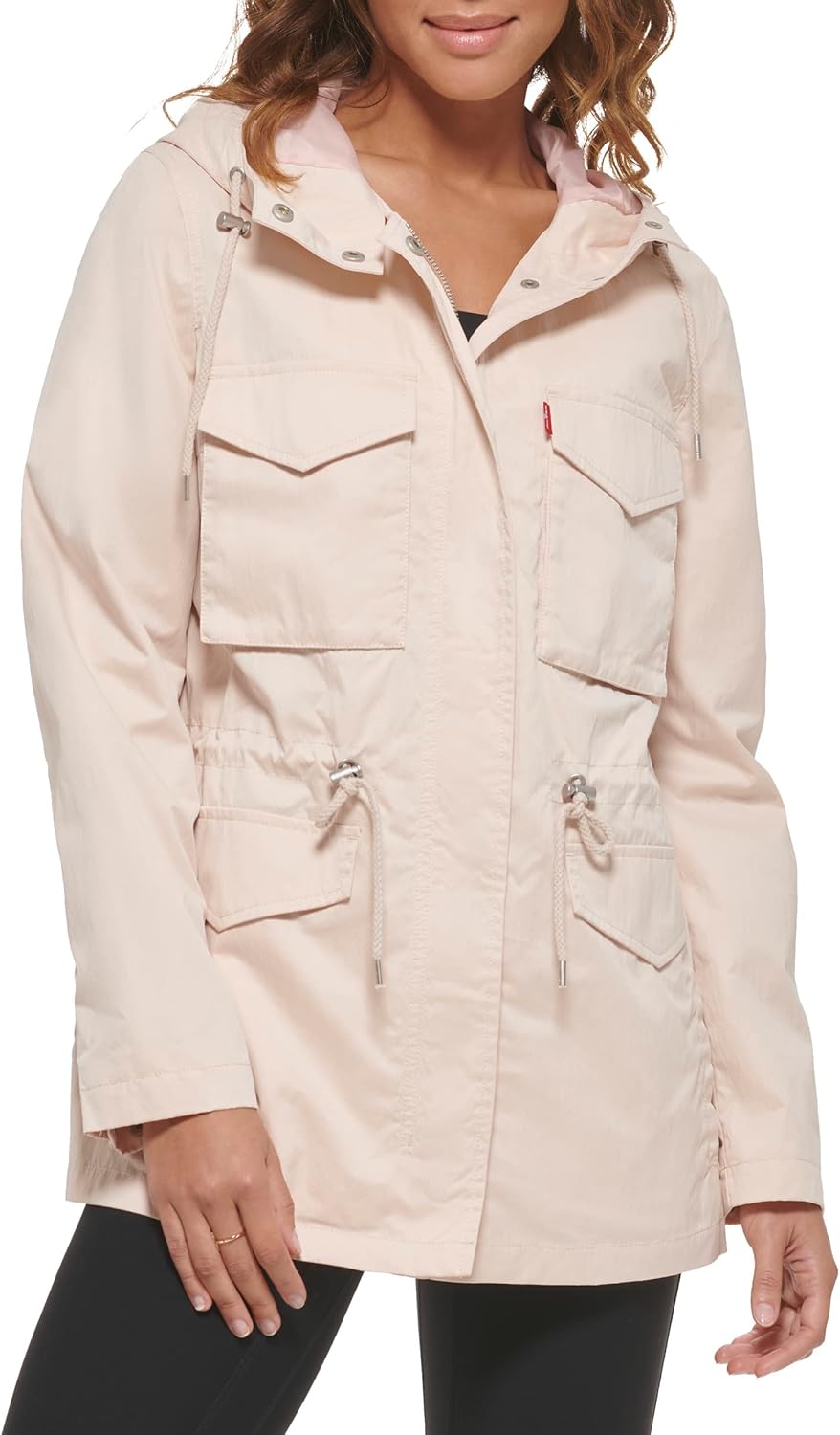 

Женская военная куртка Levi's Plus с четырьмя карманами и капюшоном, Peach Puree
