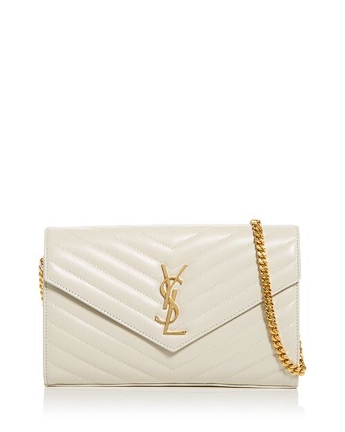 

Кошелек Cassandre из кожи ягненка с цепочкой Saint Laurent, цвет Ivory/Cream