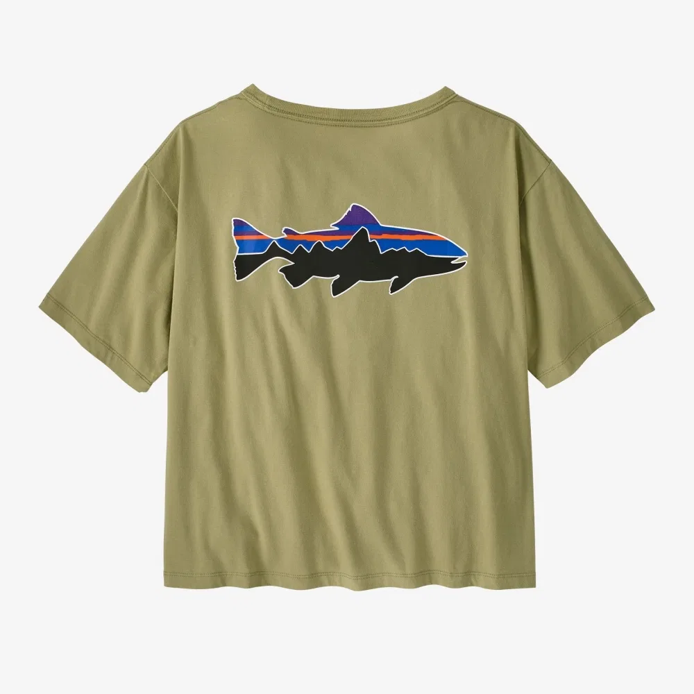Женская футболка Patagonia Fitz Roy Trout Easy Cut зелёная