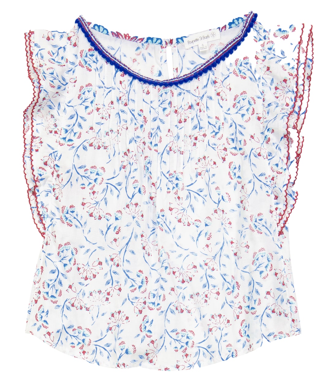 

Топ с цветочным принтом янтарного цвета, защипнутый Poupette St Barth Kids, Blue Cerise Cib